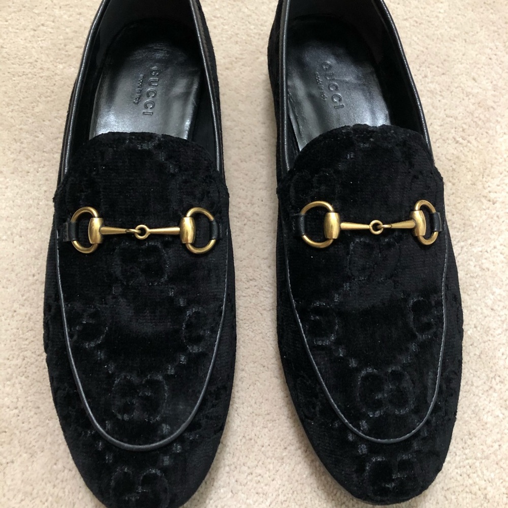 Gucci Jordaan Velvet GG Loafers
